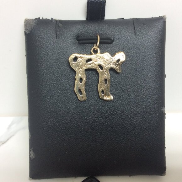 14K Yellow Real Solid Gold Jewish Hai Chai 18 Long Life Pendant Charm 3.70gr - Picture 2 of 7